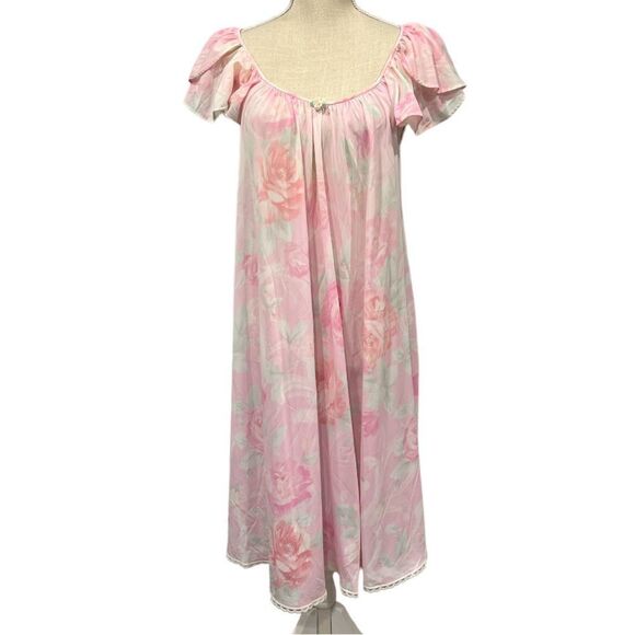 Other - Pink Floral Silky Nightgown - Large